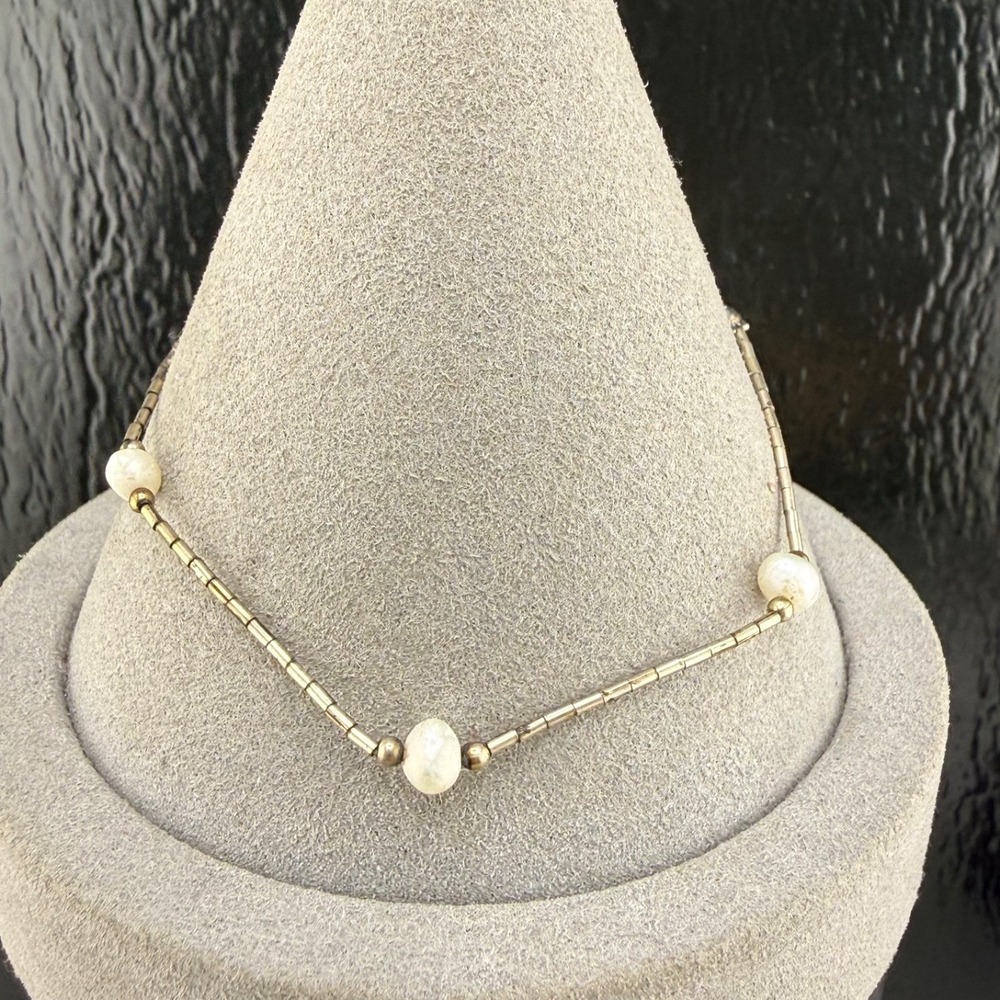 Vintage Jordan Sterling Silver Bracelet Pearl Beaded 7.5”